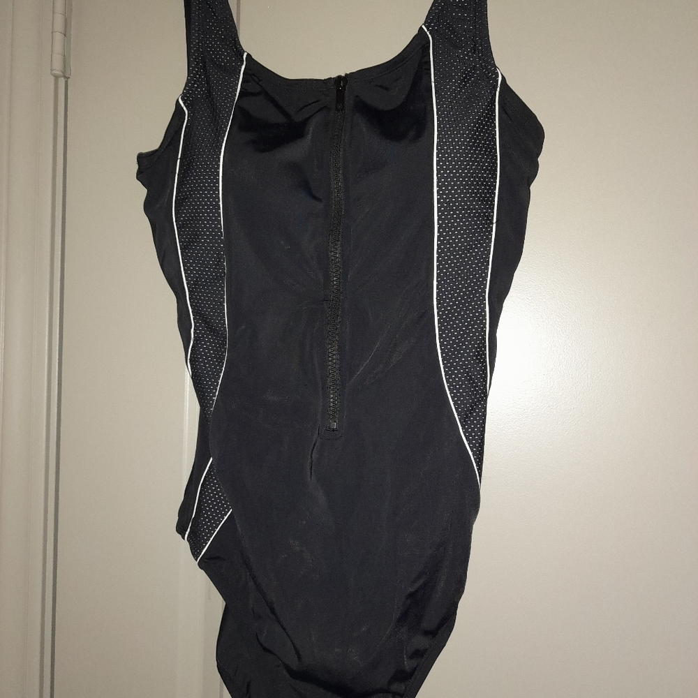 Aquabelle Black Zip Up Swimsuit